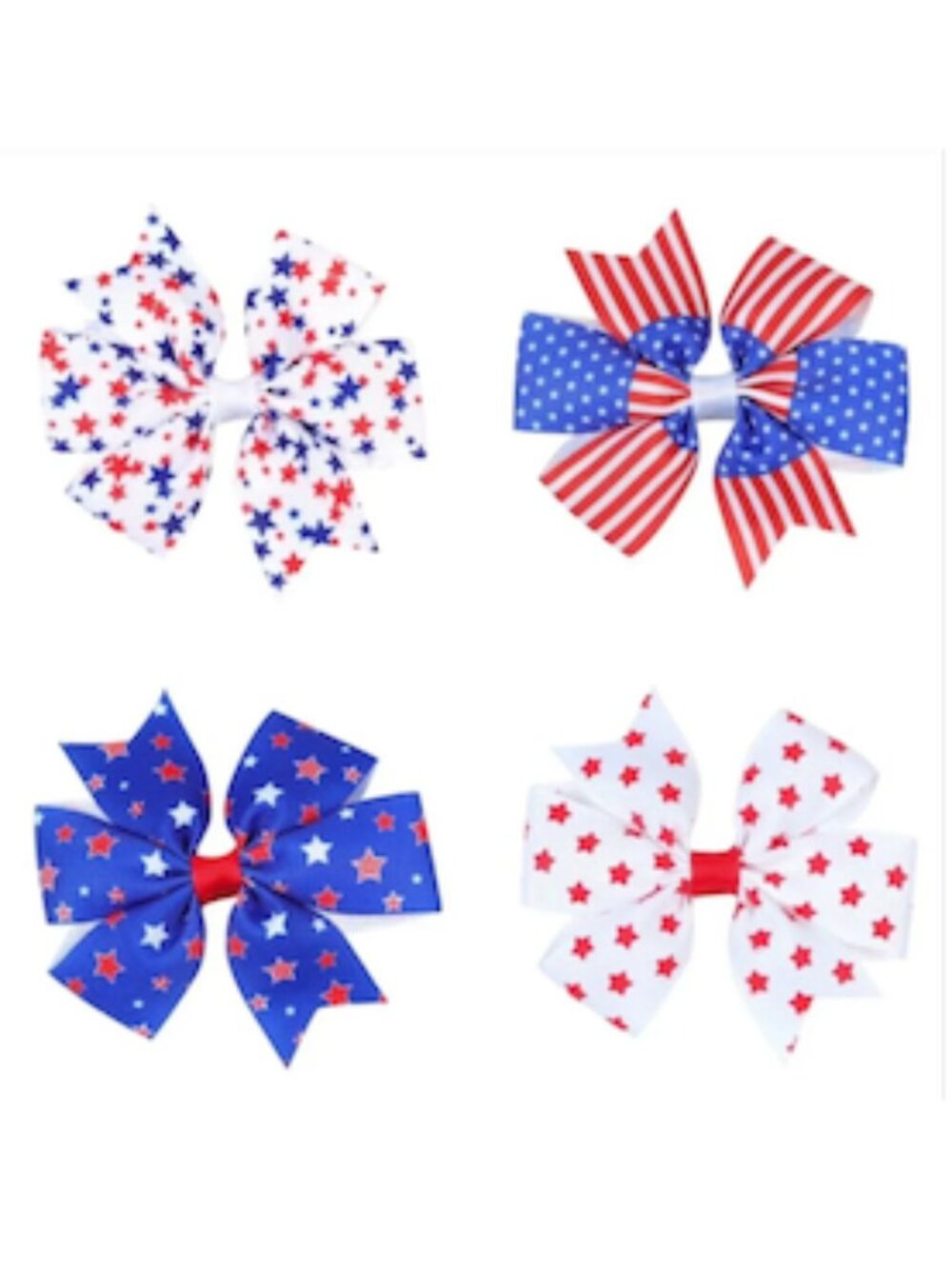 🇺🇸 America 250 USA Patriotic Hair Bow Set Red White Blue 4th Of July NEW